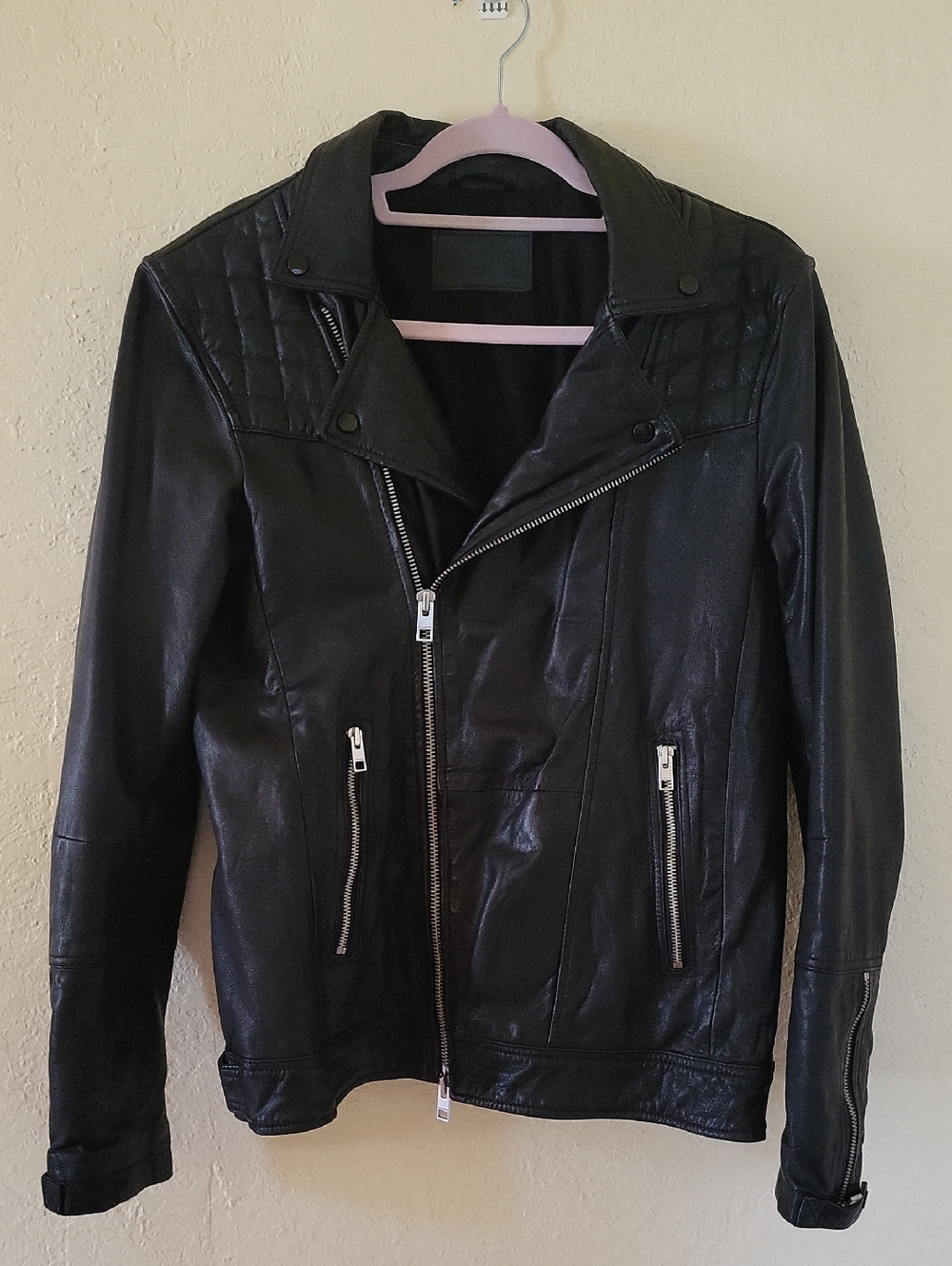 All Saints  Kushiro Black Leather Moto Jacket